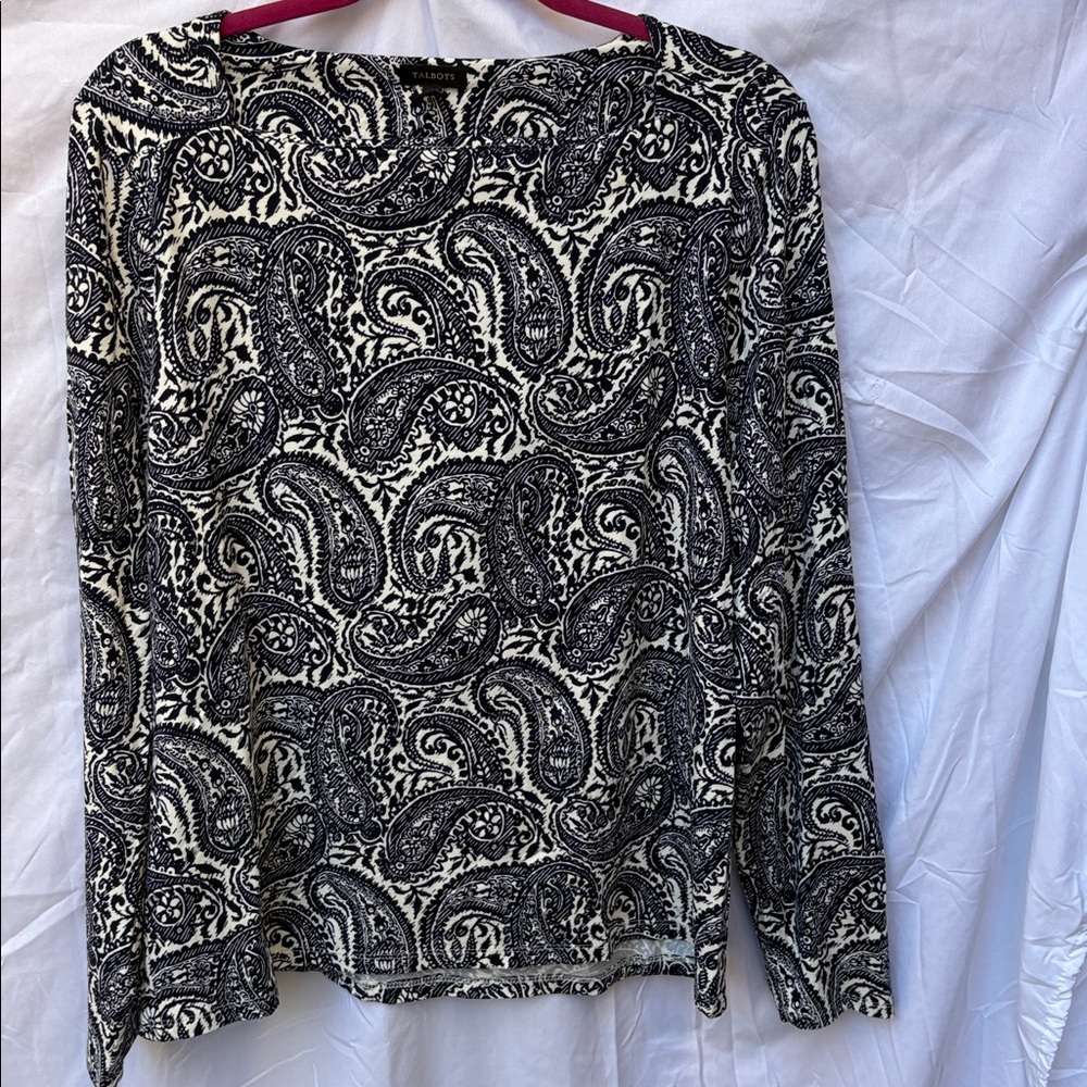Talbots Navy and White Paisley Shirt. Classy and comfortable.